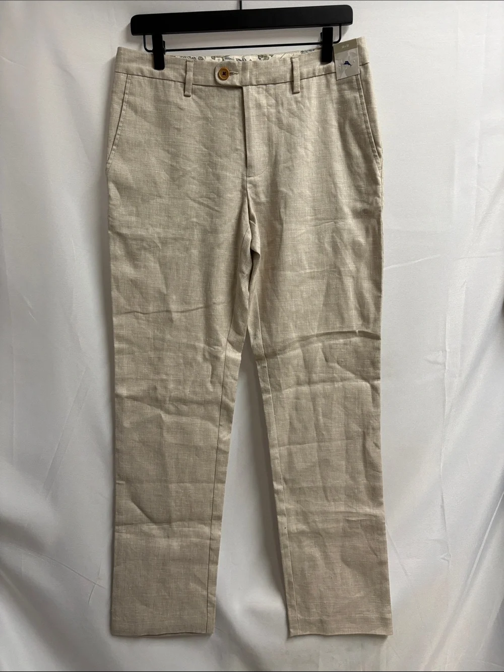NWT Tommy Bahama Latigo Beach Linen-Blend Flat-Front Pants Stone Khaki 30x32